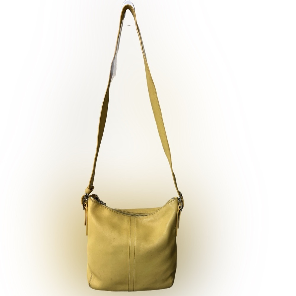 Vintage Coach #9326 Yellow Leather Shoulder Bag - Picture 6 of 12